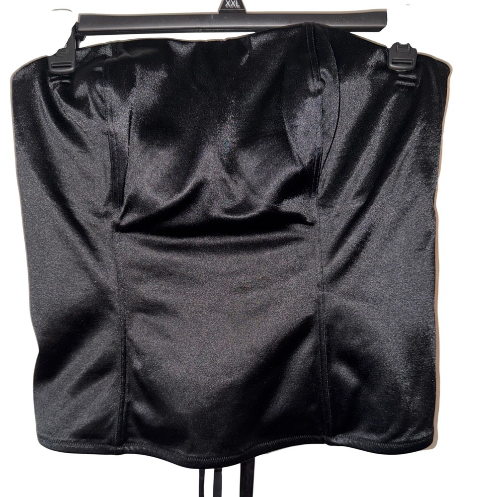 Cacique‎ Black Satin Lace Up Corset Top Strapless Padded Plus Size 22/24